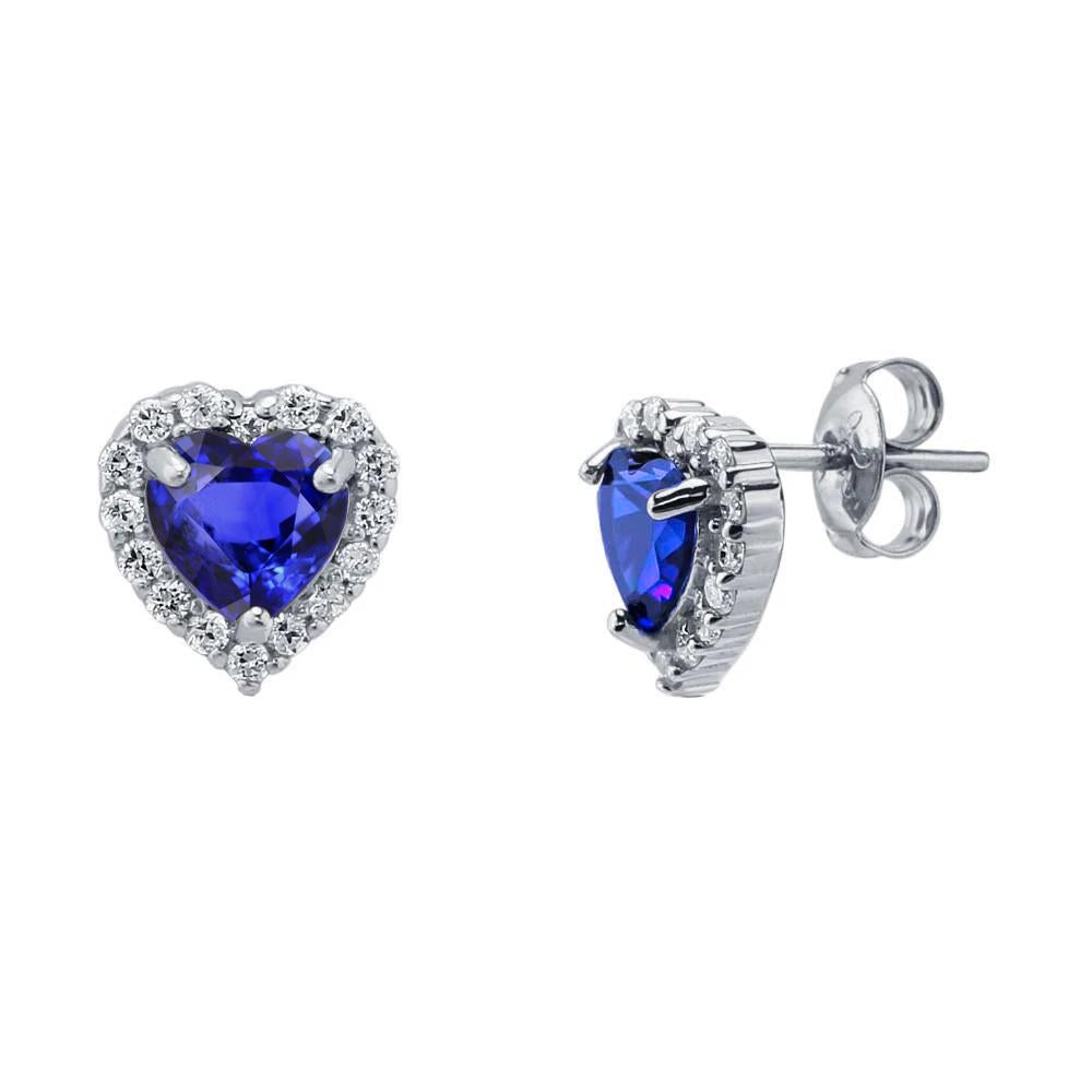 Boucle d'oreille en forme de coeur avec saphir bleu de Ceylan et diamants de 4.60 ct - HarryChadEnt.FR