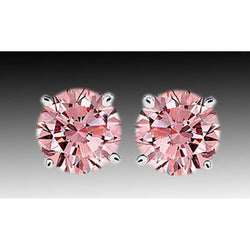 Boucles d'oreilles clous saphir rose 2.51 carats rondes