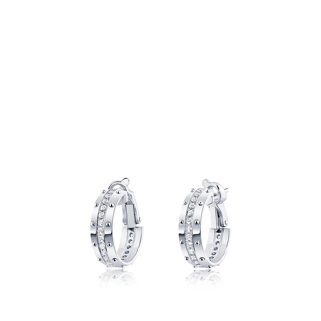 Boucles d'oreilles créoles Lady diamants taille ronde étincelante de 3.20 cts or blanc - HarryChadEnt.FR