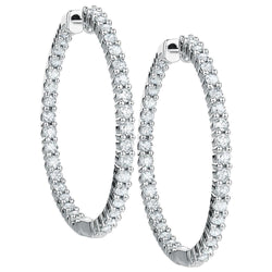 Boucles d'oreilles créoles dame en diamants taille ronde 5 carats avec or blanc 14K