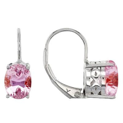 Boucles d'oreilles créoles en or blanc 14K pour femmes Kunzite rose 24 carats - HarryChadEnt.FR