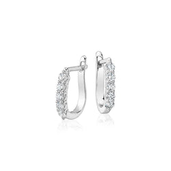 Boucles d'oreilles créoles en or blanc 14K pour femmes avec diamants ronds taille brillante de 2 carats