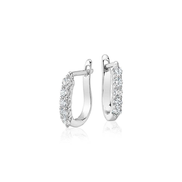 Boucles d'oreilles créoles en or blanc 14K pour femmes. diamants ronds taille brillant 2 ct - HarryChadEnt.FR