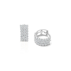 Boucles d'oreilles créoles pour femme avec diamants ronds de 2,90 ct en or blanc