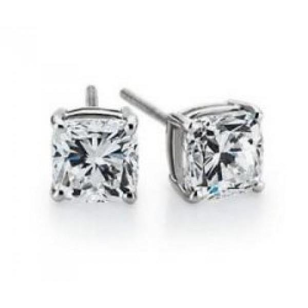 Boucles d'oreilles dames diamant taille coussin en or blanc 2 carats - HarryChadEnt.FR