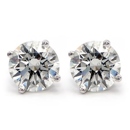 Boucles d'oreilles dames diamants étincelants ronds 4 carats or blanc 14K - HarryChadEnt.FR