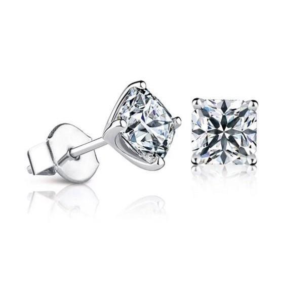Boucles d'oreilles dames diamants taille coussin 2.00 carats or blanc - HarryChadEnt.FR