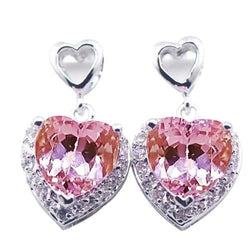 Boucles d'oreilles diamant pour femme en or blanc 20.28 ct. taille coeur. Kunzite