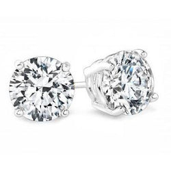 Boucles d'oreilles diamant solitaire Coupe Ronde 4 carats bijoux femme