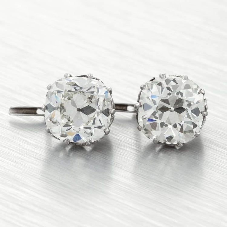 Boucles d'oreilles diamant taille coussin Vieux mineur en or blanc 2 carats 14K - HarryChadEnt.FR
