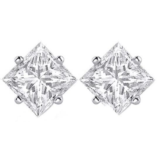 Boucles d'oreilles diamant taille princesse F Vs1 de 2 ct à quatre griffes - HarryChadEnt.FR