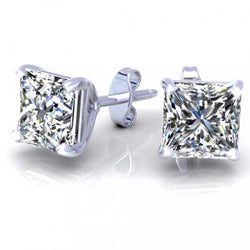 Boucles d'oreilles diamant taille princesse de 1.5 carat en or blanc 14K