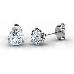 Boucles d'oreilles diamants Coupe Ronde 4.50 carats sertie trois griffes 14K