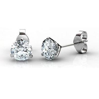 Boucles d'oreilles diamants taille ronde 4.50 carats sertie trois griffes 14K - HarryChadEnt.FR