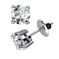 Boucles d'oreilles diamants Coupe Ronde Haute Joaillerie 1.50 Carats Or Blanc 14K