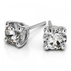 Boucles d'oreilles diamants Coupe Ronde étincelante de 3.40 ct pour femme en or blanc 14K