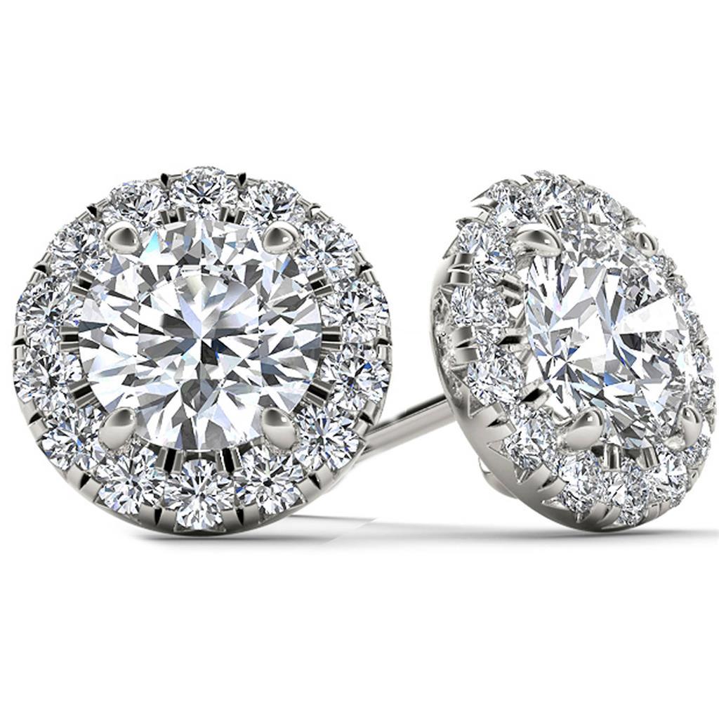 Boucles d'oreilles diamants taille ronde halo pour dames 5 ct - HarryChadEnt.FR