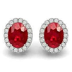 Boucles d'oreilles diamants et rubis rouges taille ovale Lady Stud 4.50 Carats Neuf