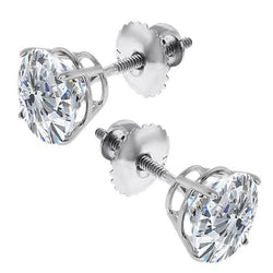 Boucles d'oreilles diamants fine joaillerie 2.20 carats or blanc 14K