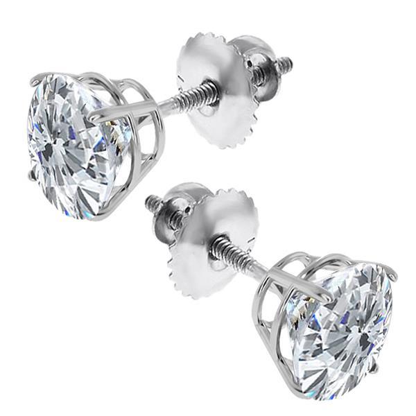 Boucles d'oreilles diamants fine joaillerie 2.20 carats or blanc 14 carats - HarryChadEnt.FR
