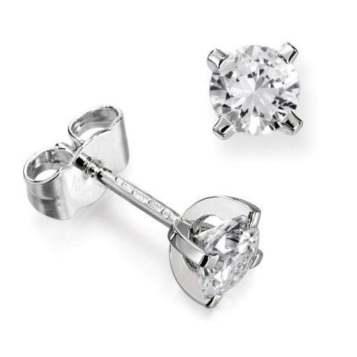 Boucles d'oreilles diamants ronds étincelants de 1.75 carats en or blanc 14K - HarryChadEnt.FR