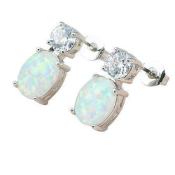 Boucles d'oreilles diamants sertis opale et griffes en or blanc 14k 13,00 carats