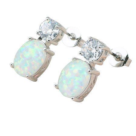 Boucles d'oreilles diamants sertis opale et griffes en or blanc 14 carats 13,00 carats - HarryChadEnt.FR