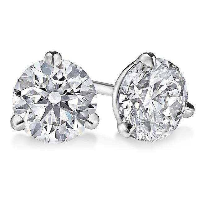 Boucles d'oreilles diamants solitaires étincelants de grande taille ronde 5 ct. Or 14K - HarryChadEnt.FR