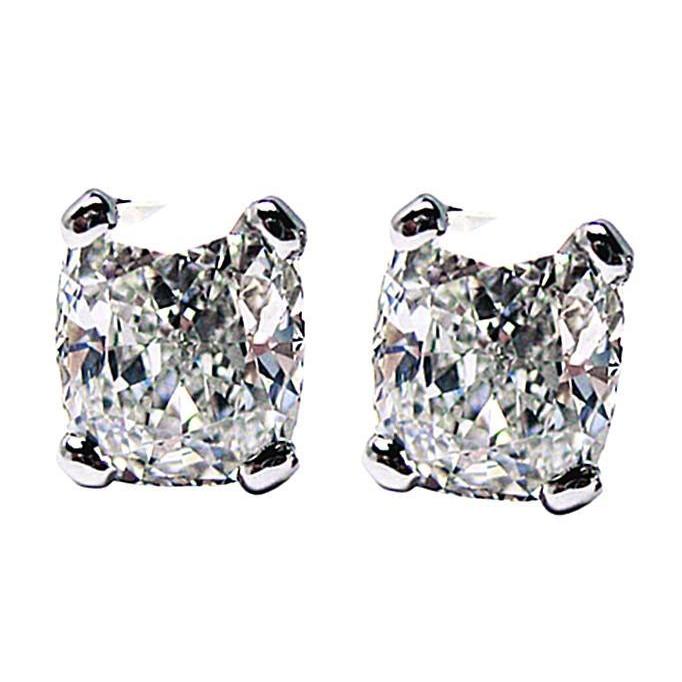Boucles d'oreilles diamants taille coussin G VS1 1 carat - HarryChadEnt.FR
