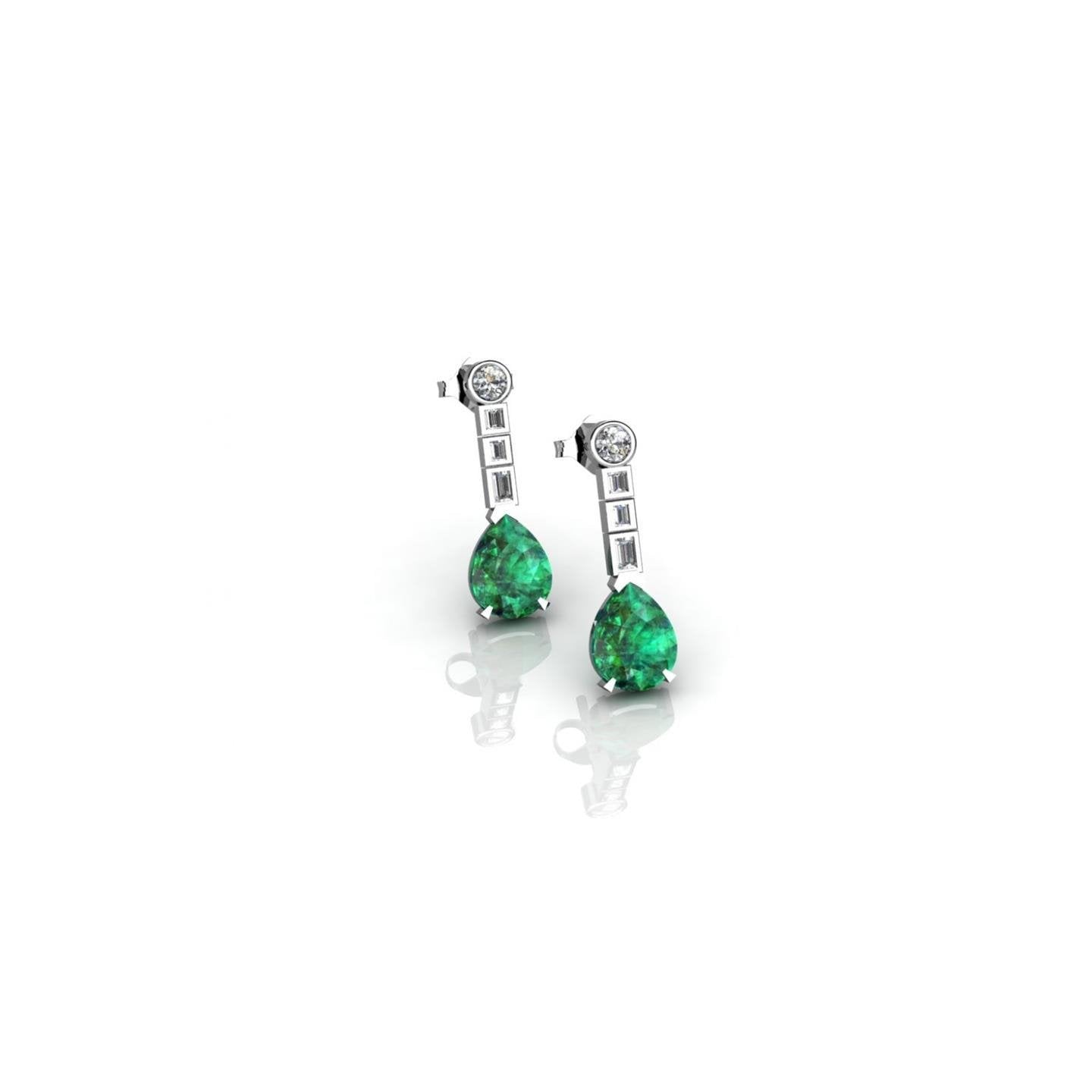 Boucles d'oreilles émeraude verte et diamant de 5.80 ct en or blanc 14K - HarryChadEnt.FR