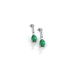 Boucles d'oreilles émeraude verte et diamant de 5.80 ct en or blanc 14K