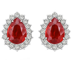 Boucles d'oreilles en diamant rouge rubis taille poire de 4.50 ct pour femmes bijoux en or