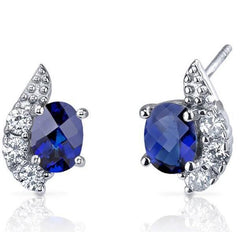 Boucles d'oreilles en diamant saphir du Sri Lanka de 2.90 ct en or blanc 14K