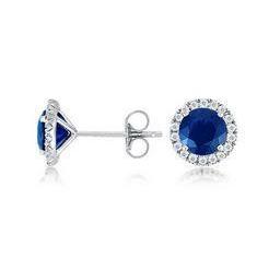 Boucles d'oreilles en diamant saphir du Sri Lanka de 2.96 ct - HarryChadEnt.FR