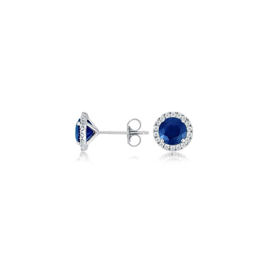 Boucles d'oreilles en diamant saphir du Sri Lanka de 2.96 ct - HarryChadEnt.FR