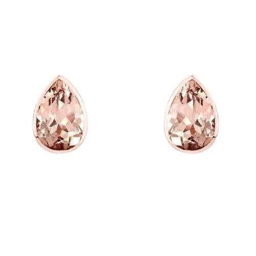 Boucles d'oreilles en morganite taille poire 12.50 ct sertie en or rose 14 carats - HarryChadEnt.FR