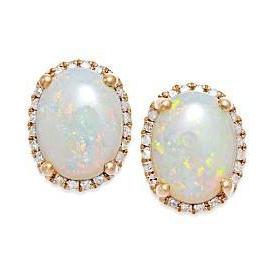 Boucles d'oreilles en opale de forme ovale avec diamants de 16.48 ct en or jaune - HarryChadEnt.FR