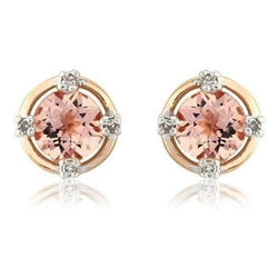 Boucles d'oreilles en or 14K 10.40 carats Morganite avec diamants