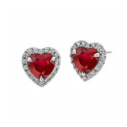Boucles d'oreilles en or avec griffes d'aigle taillées en cœur, rubis rouge et diamants