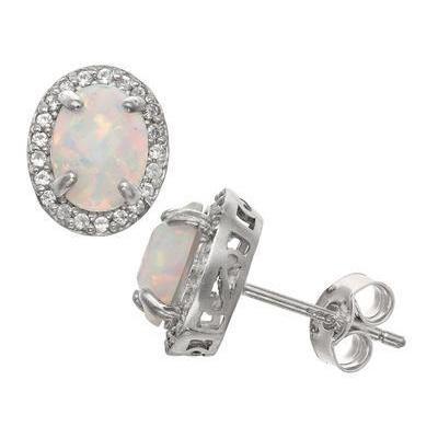 Boucles d'oreilles en or blanc 14 carats 10.80 carats opale et pavé de diamants - HarryChadEnt.FR