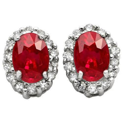 Boucles d'oreilles en or blanc 14K 6.80 ct avec rubis et diamants