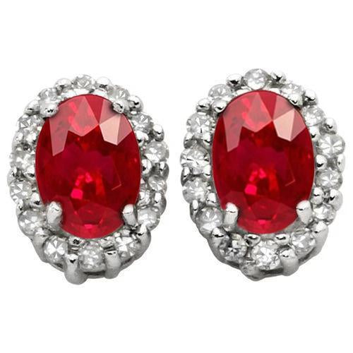 Boucles d'oreilles en or blanc 14K 6.80 ct avec rubis et diamants - HarryChadEnt.FR