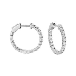 Boucles d'oreilles en or blanc 14K serties de diamants ronds de 3,60 carats