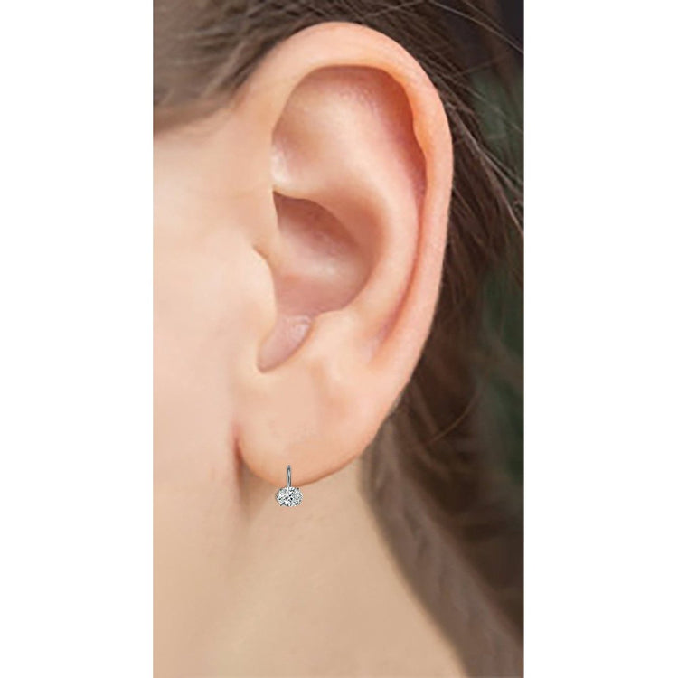 Boucles d'oreilles en or blanc 2 Ct Shepherd Hook style East West avec diamants ovales - HarryChadEnt.FR