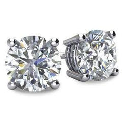 Boucles d'oreilles en or blanc avec gros diamants Coupe Ronde 6 carats Femme Bijoux