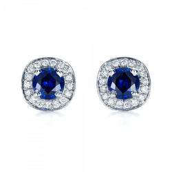 Boucles d'oreilles en or blanc avec saphir et diamants de 4.70 ct