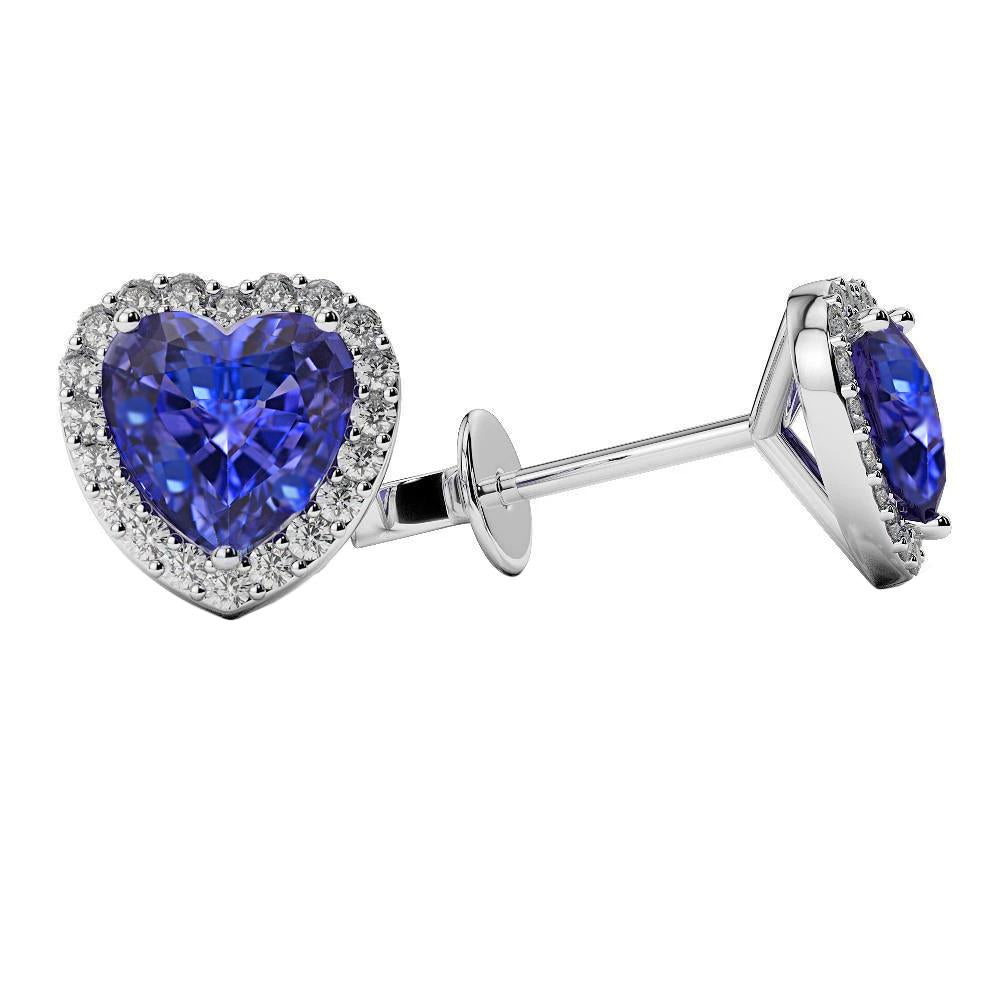 Boucles d'oreilles en or blanc pour femmes Tanzanite de 3.90 ct avec diamants - HarryChadEnt.FR