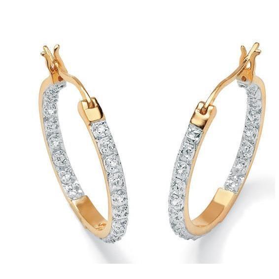 Boucles d'oreilles créoles en or jaune 14K taille ronde 3.70 carats et diamants - HarryChadEnt.FR