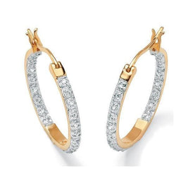Boucles d'oreilles en or jaune 14K avec diamants taille ronde de 3,70 carats Nouveau