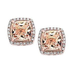 Boucles d'oreilles en or rose 14K 11.52 carats Morganite et diamants Lady